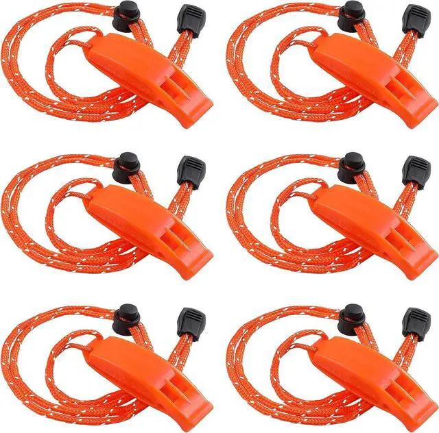 Main image of JULBEAR 6PCS Safety Survival Whistles with Adjustable Reflective Lanyard Emergency Plastic Whistle Marine Whistle
