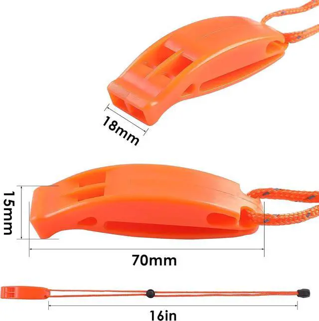 Alt view image 2 of 6 - JULBEAR 6PCS Safety Survival Whistles with Adjustable Reflective Lanyard Emergency Plastic Whistle Marine Whistle