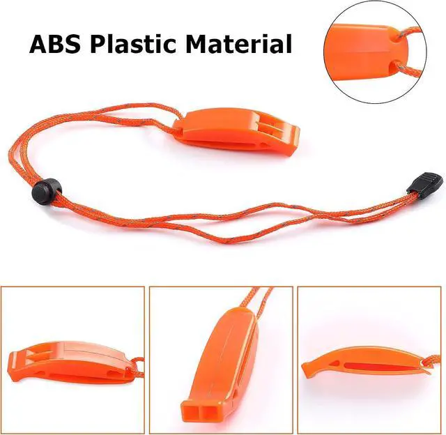 Alt view image 3 of 6 - JULBEAR 6PCS Safety Survival Whistles with Adjustable Reflective Lanyard Emergency Plastic Whistle Marine Whistle