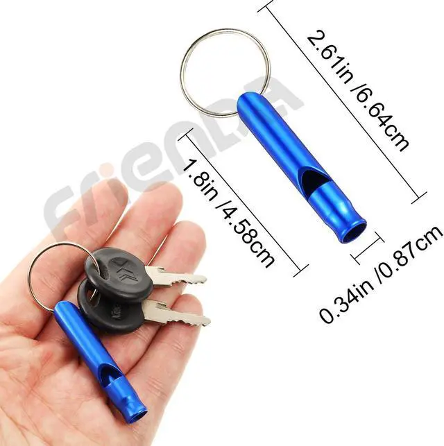 Alt view image 2 of 7 - Frienda 35 Pieces Emergency Whistle with Keychain, Aluminum Emergency Survival Whistle for Camping Hiking Hunting Outdoors Sports, Loud Sound