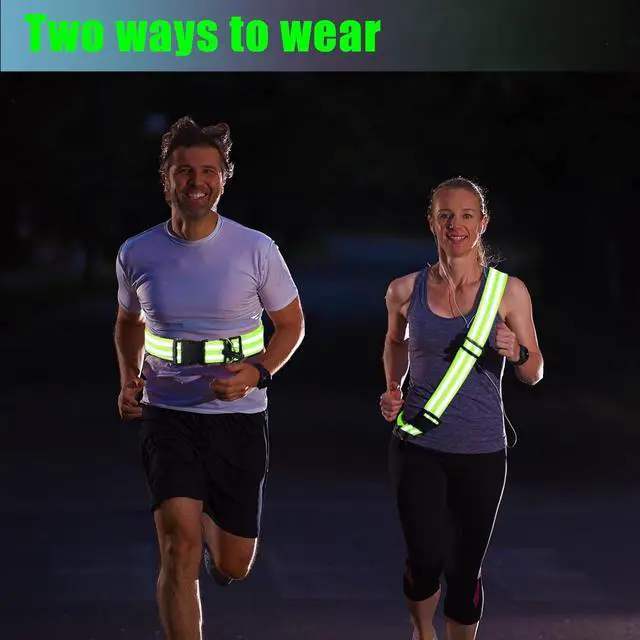 Alt view image 5 of 7 - Saintrygo Reflective Sash for Walking at Night Running Gear Safety Reflective High Visibility Jacket Adjustable Sash for Walking Cycling at Night
