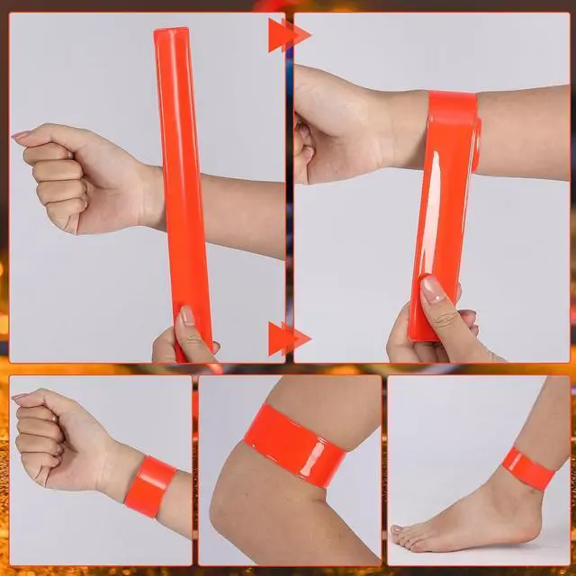 Alt view image 4 of 7 - 20 Pcs Reflector Snap Bands Fluorescent Slap Armbands | High Visibility Slap Reflector Strips Safety Bands for Children Adults Boys and Girls When Cycling Running Hiking Jogging
