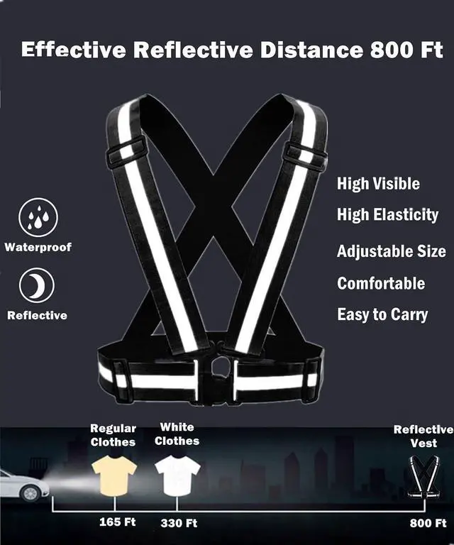 Alt view image 2 of 7 - Reflective Strap Safety Vest Gear - 2-10 Pack Adjustable High Visible Reflective Running Gear for Women Men Night