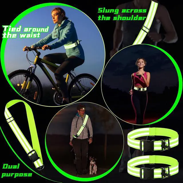 Alt view image 7 of 7 - Saintrygo Reflective Sash for Walking at Night Running Gear Safety Reflective High Visibility Jacket Adjustable Sash for Walking Cycling at Night