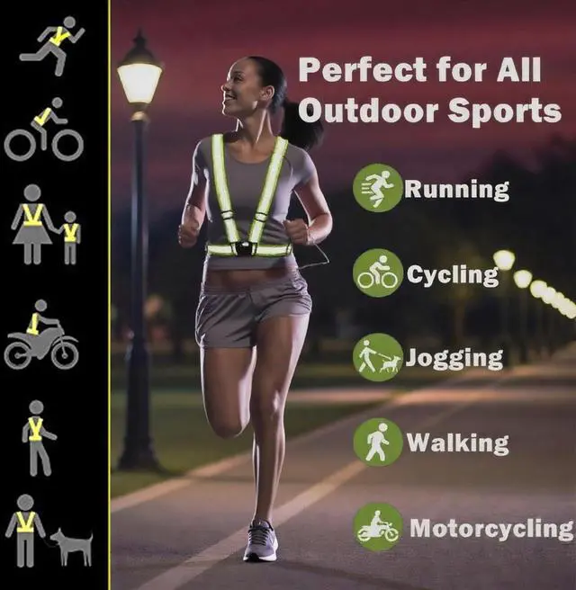 Alt view image 3 of 7 - Reflective Strap Safety Vest Gear - 2-10 Pack Adjustable High Visible Reflective Running Gear for Women Men Night