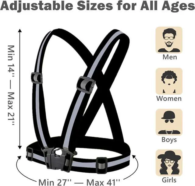 Alt view image 4 of 7 - Reflective Strap Safety Vest Gear - 2-10 Pack Adjustable High Visible Reflective Running Gear for Women Men Night