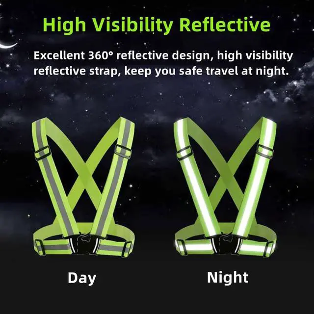 Alt view image 5 of 7 - Reflective Strap Safety Vest Gear - 2-10 Pack Adjustable High Visible Reflective Running Gear for Women Men Night