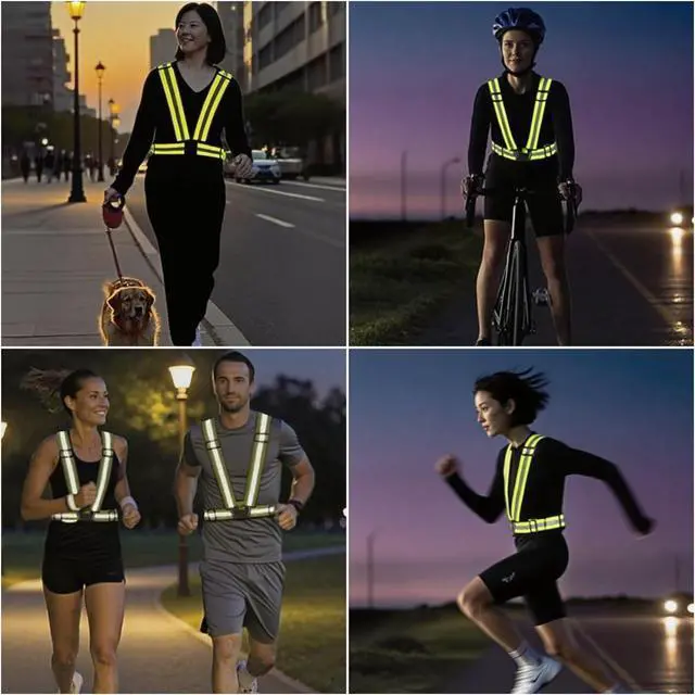 Alt view image 7 of 7 - Reflective Strap Safety Vest Gear - 2-10 Pack Adjustable High Visible Reflective Running Gear for Women Men Night