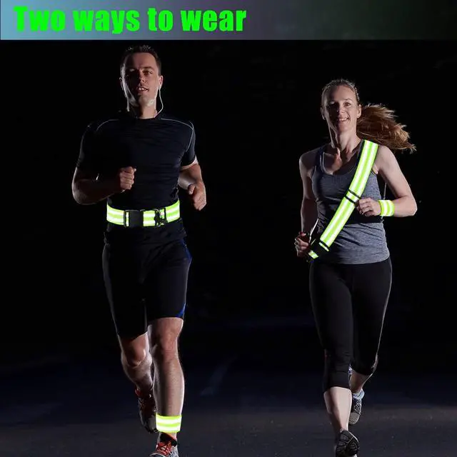 Alt view image 3 of 7 - Saintrygo 6 Pcs Reflective Sash for Walking at Night Reflective Strap Arm Band High Visibility Belt Safety Ankle Strap for Visibility Vest Clothing Running Gear
