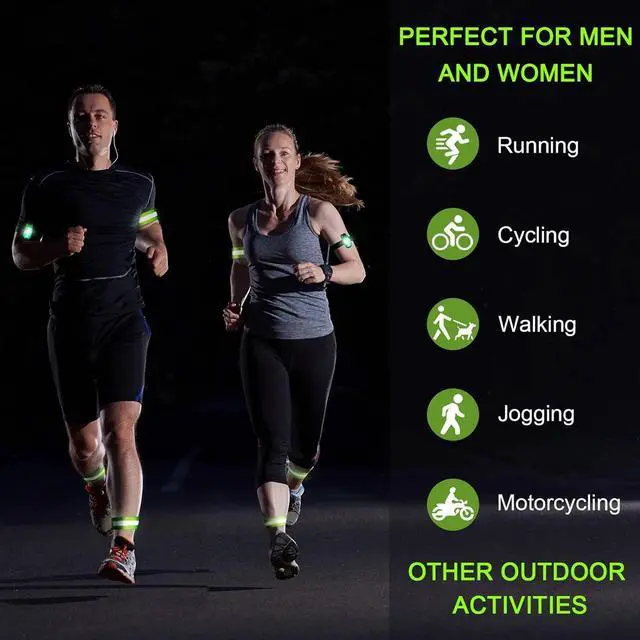 Alt view image 7 of 7 - WFJ 4PCS Reflective Vest Set Safety Clothing High Visibility Adjustable Elastic Outdoor Reflective Glow Belt and Vest with 2Pack Reflector Armbands Running Cycling Walking Jogging