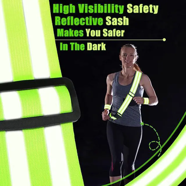 Alt view image 2 of 7 - Saintrygo 6 Pcs Reflective Sash for Walking at Night Reflective Strap Arm Band High Visibility Belt Safety Ankle Strap for Visibility Vest Clothing Running Gear