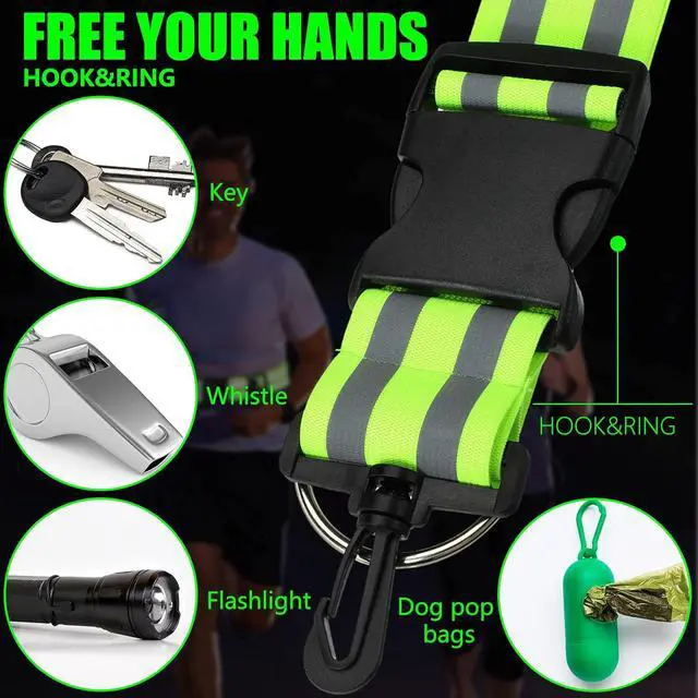Alt view image 5 of 7 - Saintrygo 6 Pcs Reflective Sash for Walking at Night Reflective Strap Arm Band High Visibility Belt Safety Ankle Strap for Visibility Vest Clothing Running Gear