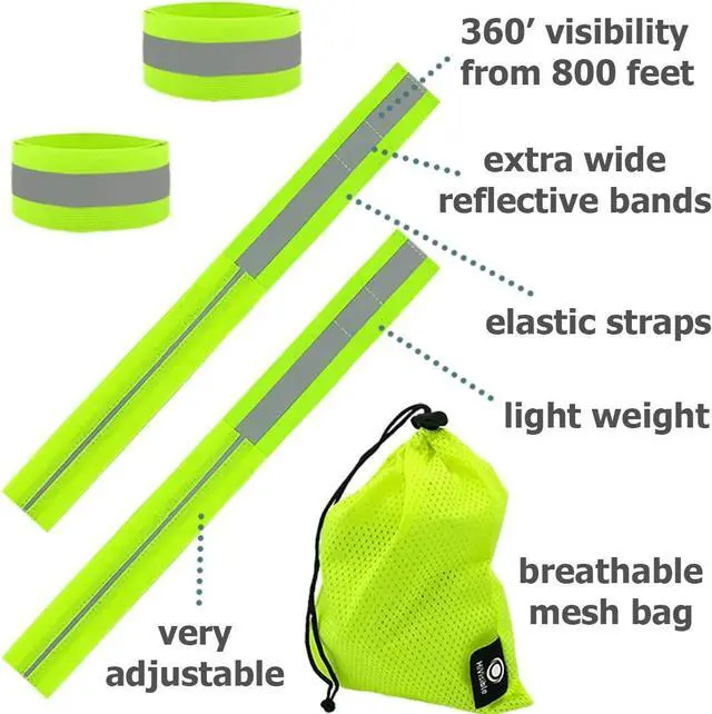 Alt view image 5 of 7 - Reflective Bands for Night Walking Reflective Arm Bands for Runners Reflective Wristbands Reflective Ankle Bands Cycling Reflective Running Gear Bike Pant Leg Strap Bicycle Pants Clips