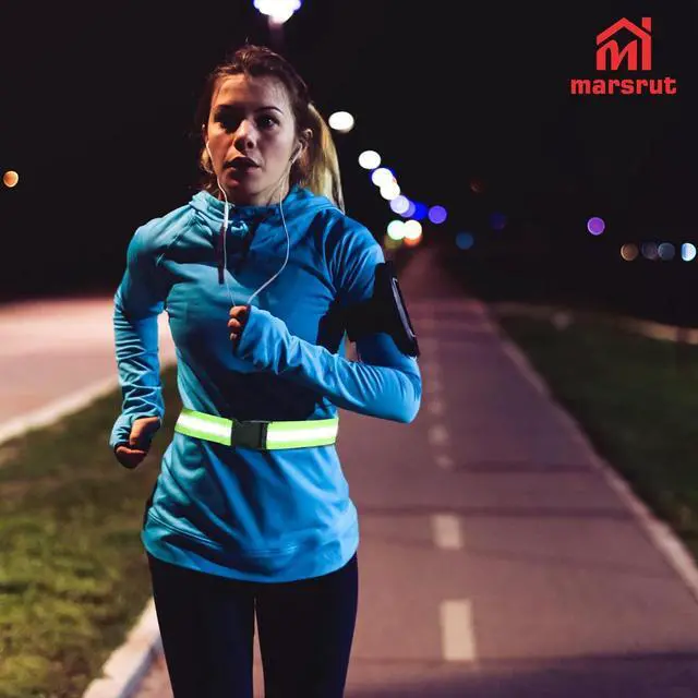 Alt view image 4 of 7 - 5 Pcs Reflective Belt or Sash, PT Belts Lights for Running At Night Safety Visibility Adjustable Lightweight Vest Waist Glow Straps for Cycling Walking Fit Women Men Kid (Black Blue Pink Green Orange)