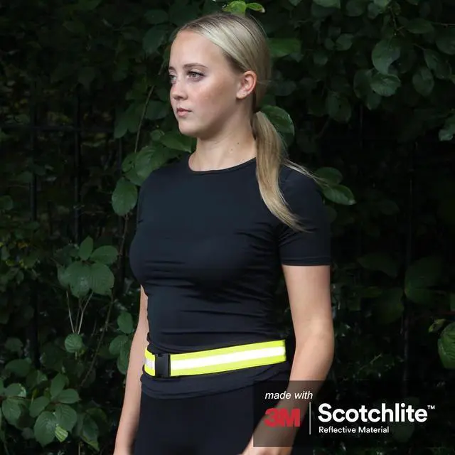 Alt view image 2 of 7 - Salzmann Multi-Purpose Reflective Running Belt | Adjustable Hi Vis Strap | Made with 3M Scotchlite Reflective Material | For Running, Walking & Cycling | Luggage Strap | Yellow, Orange, Navy, Pink