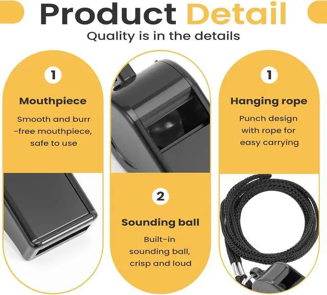 Alt view image 3 of 7 - 2 Sports Whistles with Lanyard, Loud Crisp Sound Whistle Ideal for Coaches, Referees, Officials,Outdoor Enthusiasts, and Family Emergencies.