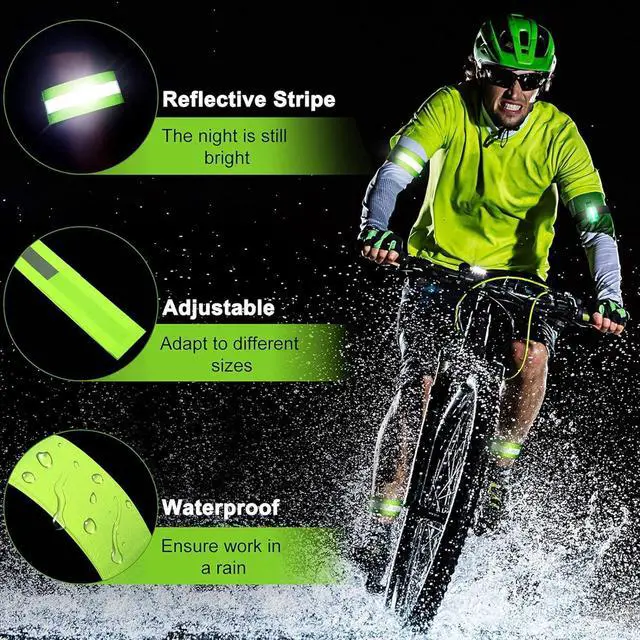 Alt view image 5 of 7 - WFJ 4PCS Reflective Vest Set Safety Clothing High Visibility Adjustable Elastic Outdoor Reflective Glow Belt and Vest with 2Pack Reflector Armbands Running Cycling Walking Jogging