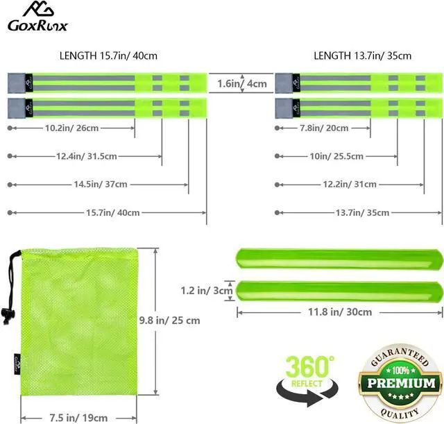 Alt view image 5 of 6 - GoxRunx Reflective Bands Running Gear 6 Pack-Adjustable Reflective Armband Arm Wrist Ankle Leg Bands Reflectors -Reflective Tape Straps for Clothing Night Running Cycling Walking -Slap Bracelets