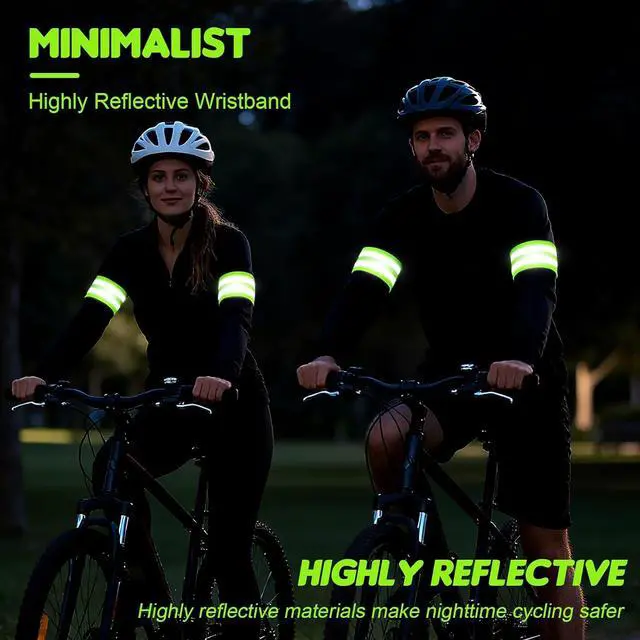 Alt view image 6 of 7 - 4 Pack High Visibility Reflective Bands for Arm, Wrist, Ankle & Leg Adjustable Elastic Safety Straps for Night Running, Walking, Cycling Reflective Gear for Men & Women