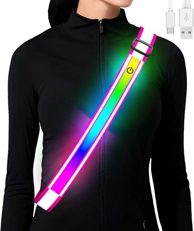 Main image of Reflective Sash Gear for Walking at Night,Flashing LED Reflective Belt Safety Lights for Walkers Night Dog Walking Biking Running,High Visibility Rechargeable With Wear 2 Ways for Men Women