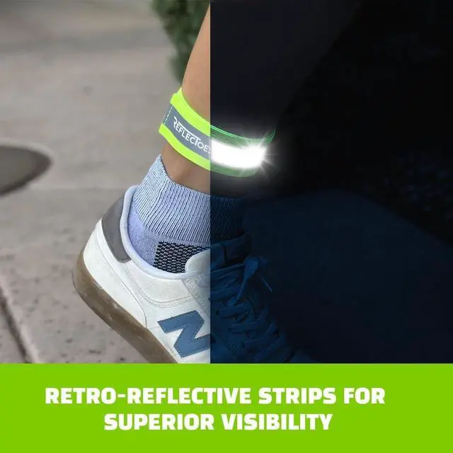 Alt view image 6 of 7 - ReflecToes Reflective Bands High Visibility Hi-Vis Straps for Running, Cycling & Walking, Adjustable 5-16" Reflective Gear for Arm, Ankle, Wrist or Leg - 360° Night Safety Reflector