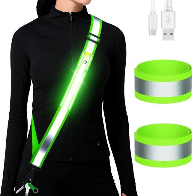 Main image of Fokia Kunbio LED Reflective Running Gear High Visibility Reflective Belt Sash with Armband for Walking at Night,Adjustable Running Safety Gear Light Up Running Belt for Runners Walkers Men Women