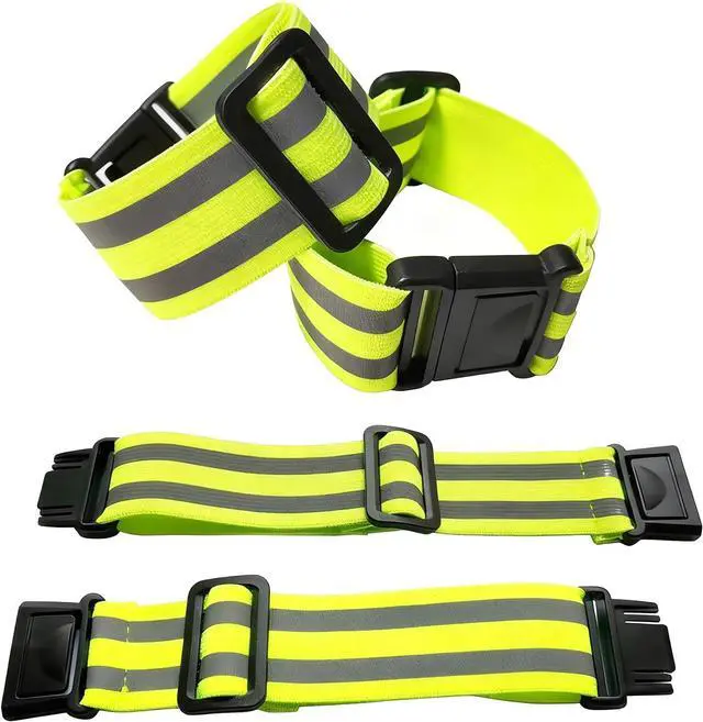 Main image of 4-Pack Adjustable Reflective Armbands & Belts | High-Visibility Safety Gear, For Running, Cycling & Night Walking, Reflective Wrist, Ankle Bands, For Kids & Adults