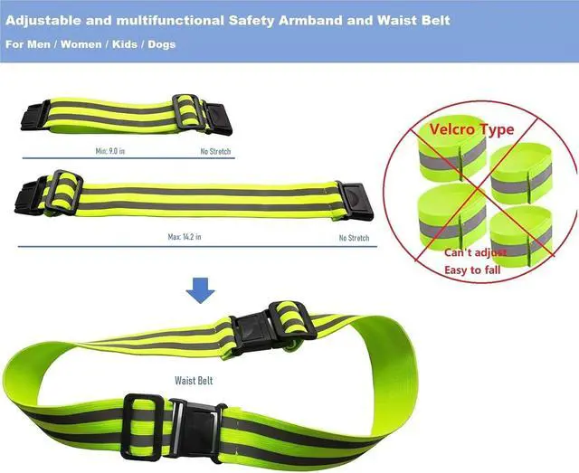 Alt view image 5 of 6 - 4-Pack Adjustable Reflective Armbands & Belts | High-Visibility Safety Gear, For Running, Cycling & Night Walking, Reflective Wrist, Ankle Bands, For Kids & Adults