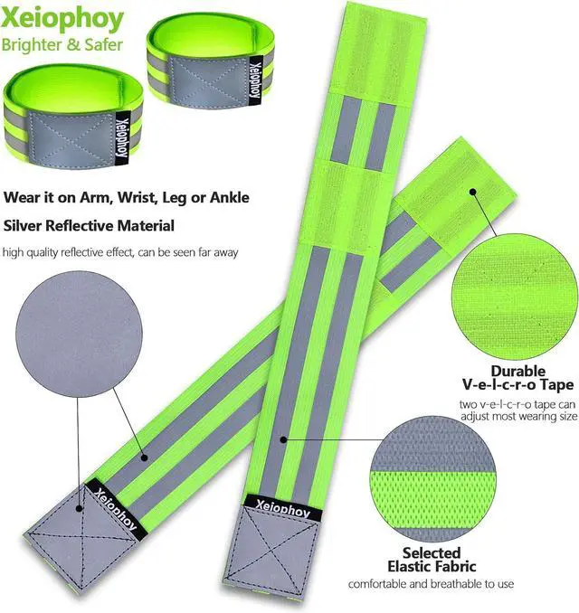 Alt view image 3 of 7 - Reflective Bands Running Gear, 6 PCS Adjustable Reflective Armband | Reflective Band for Arm Wrist Ankle Leg, High Visibility Reflective Running Gear Adjustable for Men and Women -Slap Bracelets