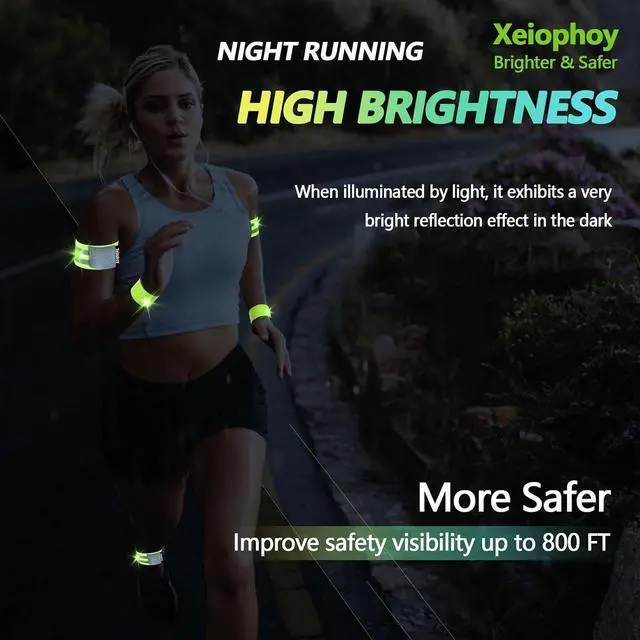 Alt view image 5 of 7 - Reflective Bands Running Gear, 6 PCS Adjustable Reflective Armband | Reflective Band for Arm Wrist Ankle Leg, High Visibility Reflective Running Gear Adjustable for Men and Women -Slap Bracelets