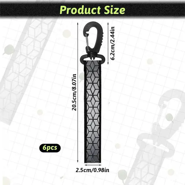 Alt view image 2 of 7 - 6 PCS Reflective Straps, Green Reflective Backpack Tags Bicycle Reflectives Pendant Glow in the Dark Keychain Safety Night Reflector Pendants for Clothes Cycling Walking Running Climbing Camping
