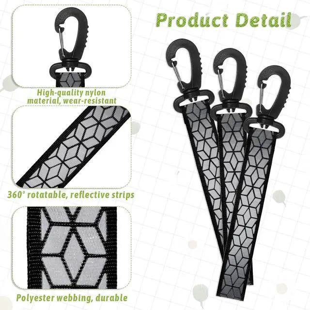 Alt view image 3 of 7 - 6 PCS Reflective Straps, Green Reflective Backpack Tags Bicycle Reflectives Pendant Glow in the Dark Keychain Safety Night Reflector Pendants for Clothes Cycling Walking Running Climbing Camping