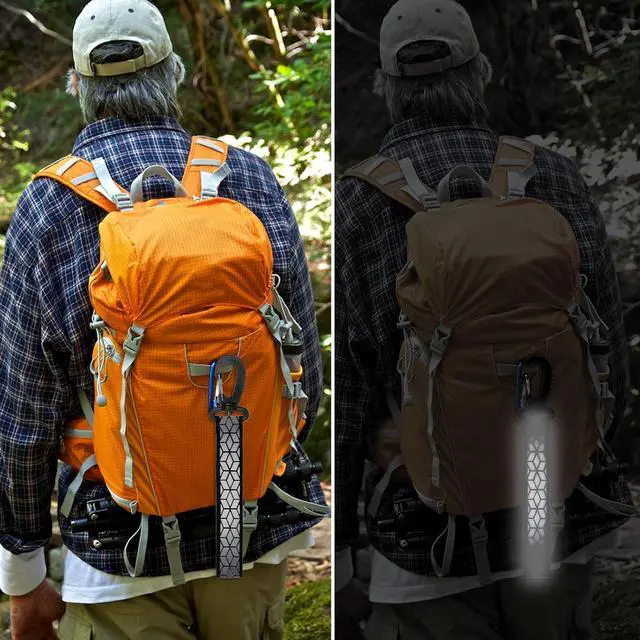 Alt view image 5 of 7 - 6 PCS Reflective Straps, Green Reflective Backpack Tags Bicycle Reflectives Pendant Glow in the Dark Keychain Safety Night Reflector Pendants for Clothes Cycling Walking Running Climbing Camping