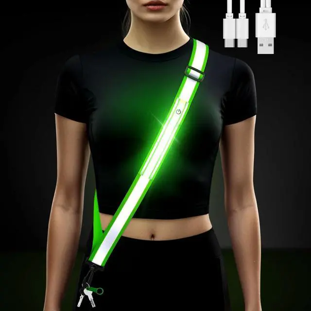 Main image of LED Belt Reflective Sash for Walking at Night, High Visibility Reflective Running Gear Night Walking Safety Gear LED Light Up Running Belt Reflective Gear for Runners Walkers Men Women