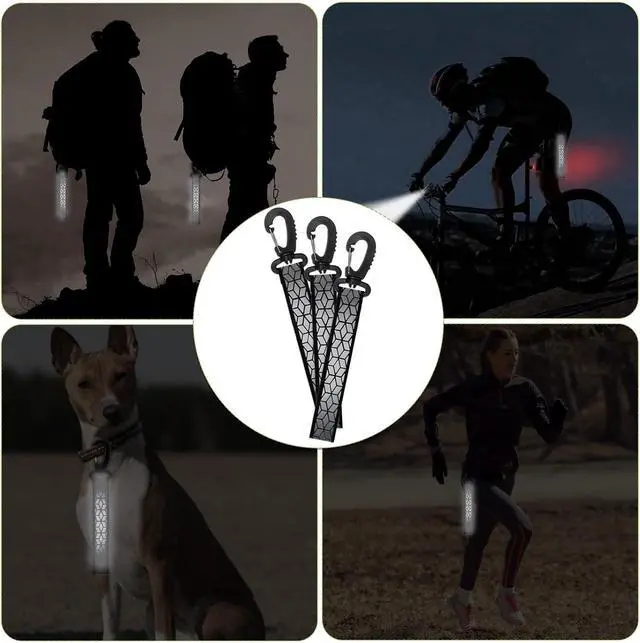 Alt view image 7 of 7 - 6 PCS Reflective Straps, Green Reflective Backpack Tags Bicycle Reflectives Pendant Glow in the Dark Keychain Safety Night Reflector Pendants for Clothes Cycling Walking Running Climbing Camping