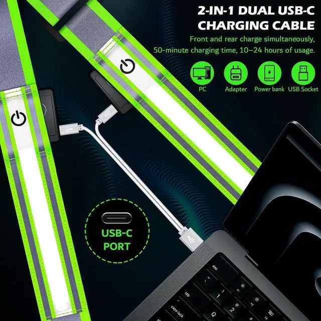 Alt view image 6 of 7 - LED Belt Reflective Sash for Walking at Night, High Visibility Reflective Running Gear Night Walking Safety Gear LED Light Up Running Belt Reflective Gear for Runners Walkers Men Women