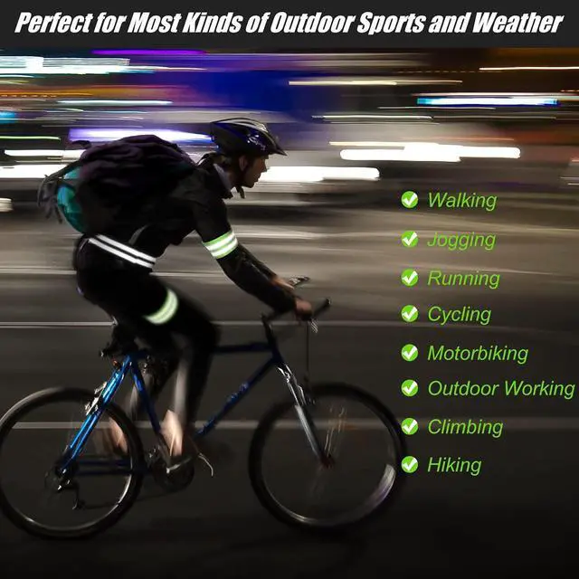 Alt view image 4 of 7 - Gejoy 16 Pieces Reflective Bands Reflector Bands for Wrist, Arm, Ankle, Leg, High Visibility Reflective Gear Safety Reflector Tape Straps for Night Walking, Cycling and Running