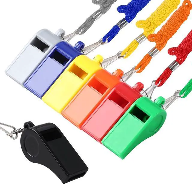 Main image of SANNIX 7 Pack Whistles, Coaches Whistles with Lanyard Sports Whistle Loud Crisp Sound Whistles for Referees Training Gyms Emergency