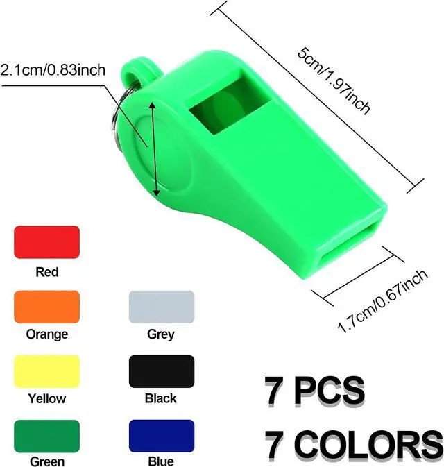 Alt view image 2 of 7 - SANNIX 7 Pack Whistles, Coaches Whistles with Lanyard Sports Whistle Loud Crisp Sound Whistles for Referees Training Gyms Emergency