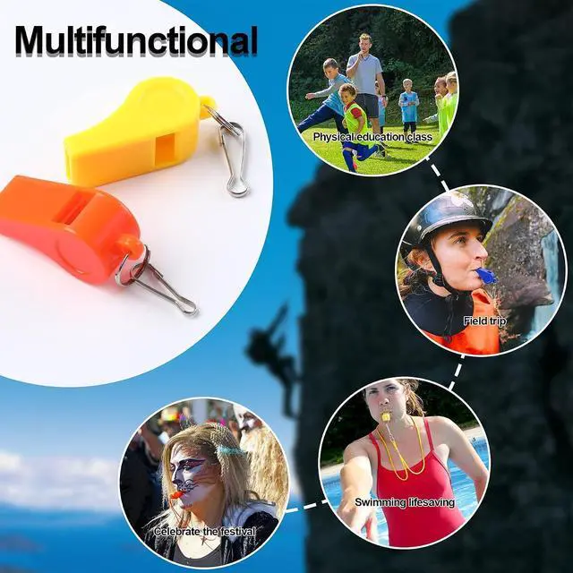 Alt view image 7 of 7 - SANNIX 7 Pack Whistles, Coaches Whistles with Lanyard Sports Whistle Loud Crisp Sound Whistles for Referees Training Gyms Emergency