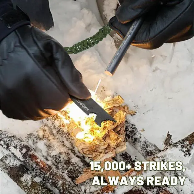Alt view image 5 of 7 - Ferro Rod Fire Starter, 4" Flint and Steel Survival Kit | 5,500°F Hot Sparks, 6-in-1 Multi-Tool, Paracord & Emergency Whistle, Reliable in Any Weather for Camping & Bushcraft