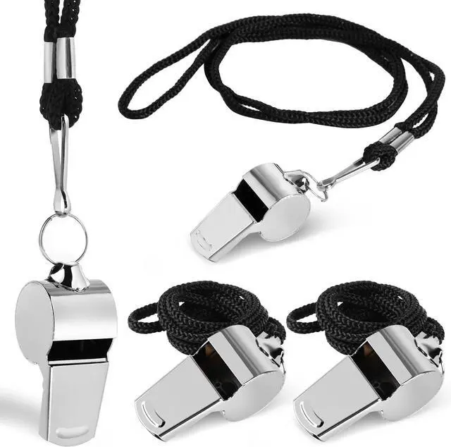 Main image of Guirnd Coach Whistle 4P, Stainless Steel Coaches Whistle with Lanyard, Loud Crisp Sound Sport Metal Whistles for Adults, Referees, Officials, Emergency, Outdoor