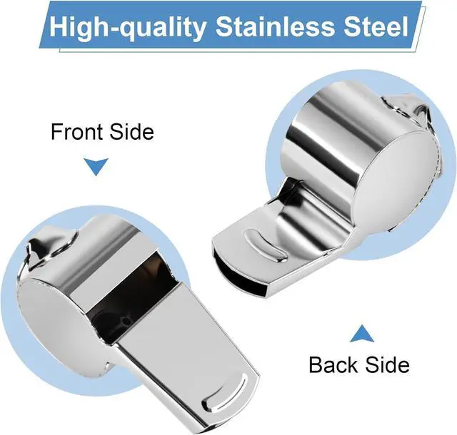 Alt view image 3 of 7 - Guirnd Coach Whistle 4P, Stainless Steel Coaches Whistle with Lanyard, Loud Crisp Sound Sport Metal Whistles for Adults, Referees, Officials, Emergency, Outdoor