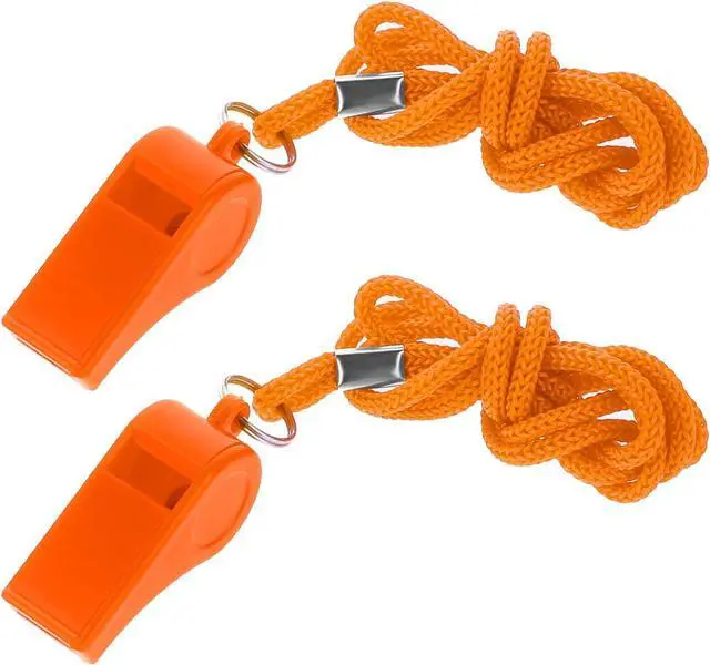 Main image of 2 Packs Orange Emergency Whistle with Lanyard, Loud Clear Crisp | Plastic Coach Whistles for Coaches, Whistle Emergency for Self-Defense, Lifeguard and Emergencies Sport Training Lifeguard