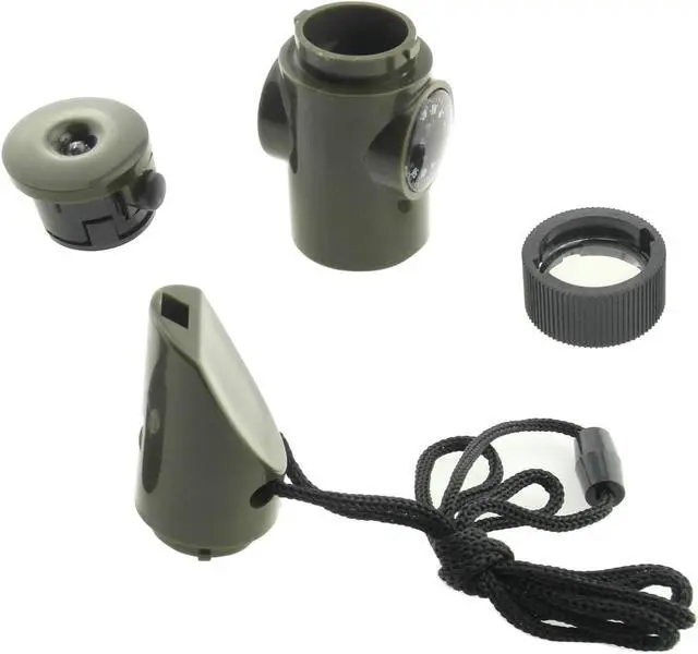 Alt view image 2 of 7 - TRENDBOX Multifunctional 7 in 1 Camping Hiking Outdoor Whistle with Compass Magnifier LED Flashlight Thermometer for Emergency Survival Traveling