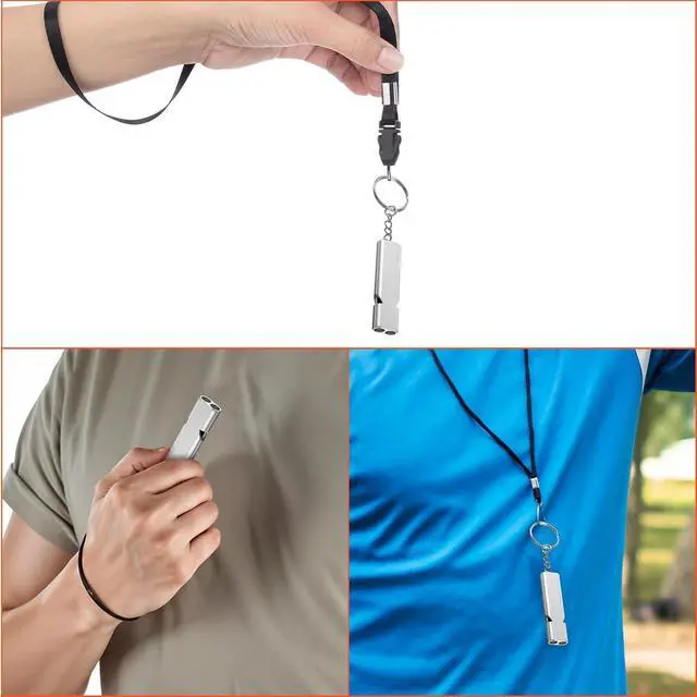 Alt view image 5 of 7 - Lemecima 50Pcs Emergency Whistles Lifeguard Safety Whistle with Lanyard and Keychain for Outdoor Camping Hiking Boating Backpacking Fishing Kayak Kids Rescue Signaling Loud Survival Whistle