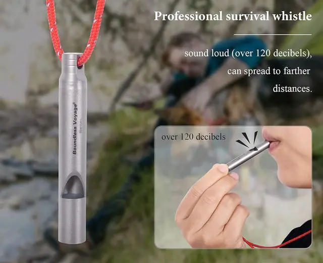 Alt view image 2 of 7 - Boundless Voyage Loudest Titanium Emergency Whistle with Lanyard for Camping Hiking Sports Traning Survival Ti9010O