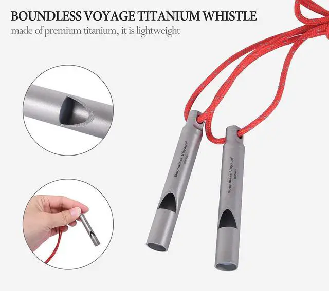 Alt view image 4 of 7 - Boundless Voyage Loudest Titanium Emergency Whistle with Lanyard for Camping Hiking Sports Traning Survival Ti9010O