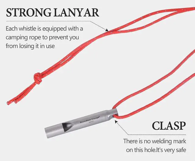 Alt view image 5 of 7 - Boundless Voyage Loudest Titanium Emergency Whistle with Lanyard for Camping Hiking Sports Traning Survival Ti9010O