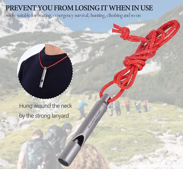 Alt view image 7 of 7 - Boundless Voyage Loudest Titanium Emergency Whistle with Lanyard for Camping Hiking Sports Traning Survival Ti9010O